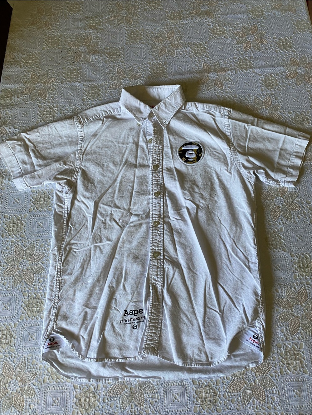 Aape by A Bathing Ape White Short-Sleeve Button-Down Shirt